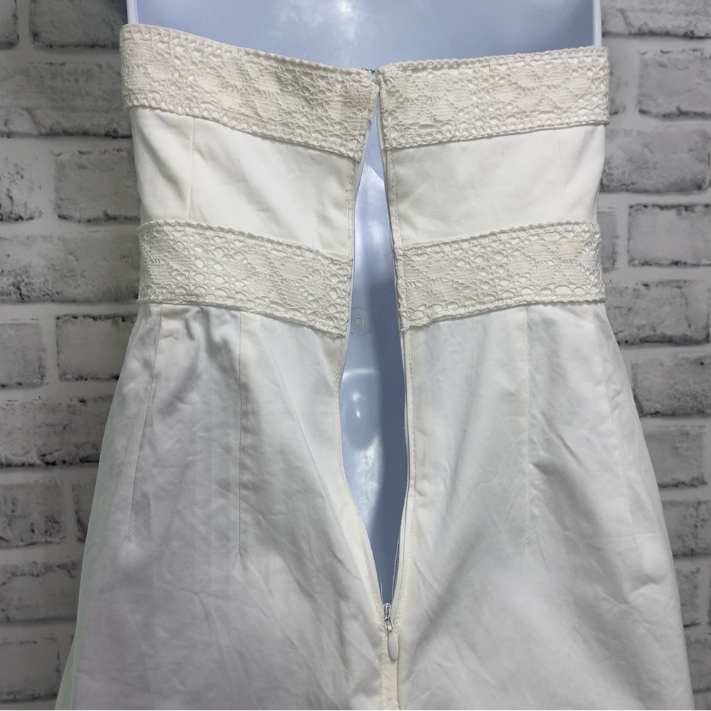 New York & Company White Strapless Lace Detail Pockets, Mini Dress 2 - Picture 6 of 14